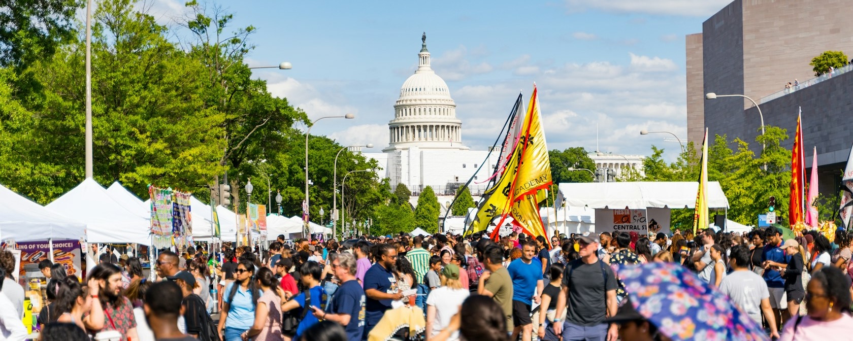 Crowds gather for a festival on Pennsylvania Avenue in DC.