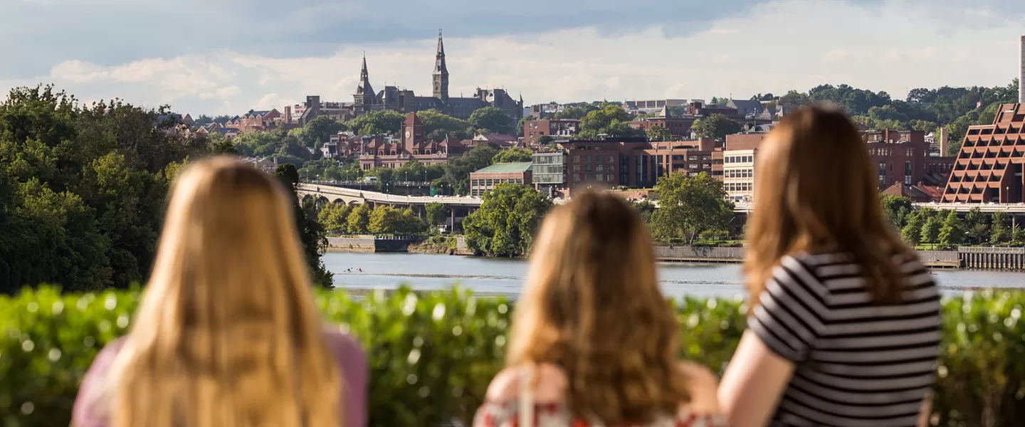 Group looking out to Georgetown 