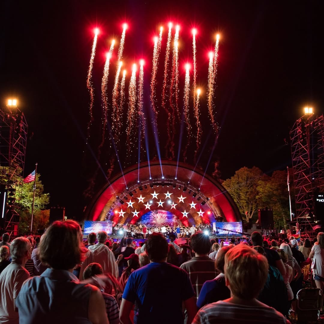 Fireworks over a stage