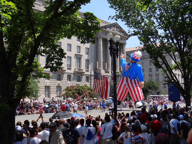 A large uncle same balloon float