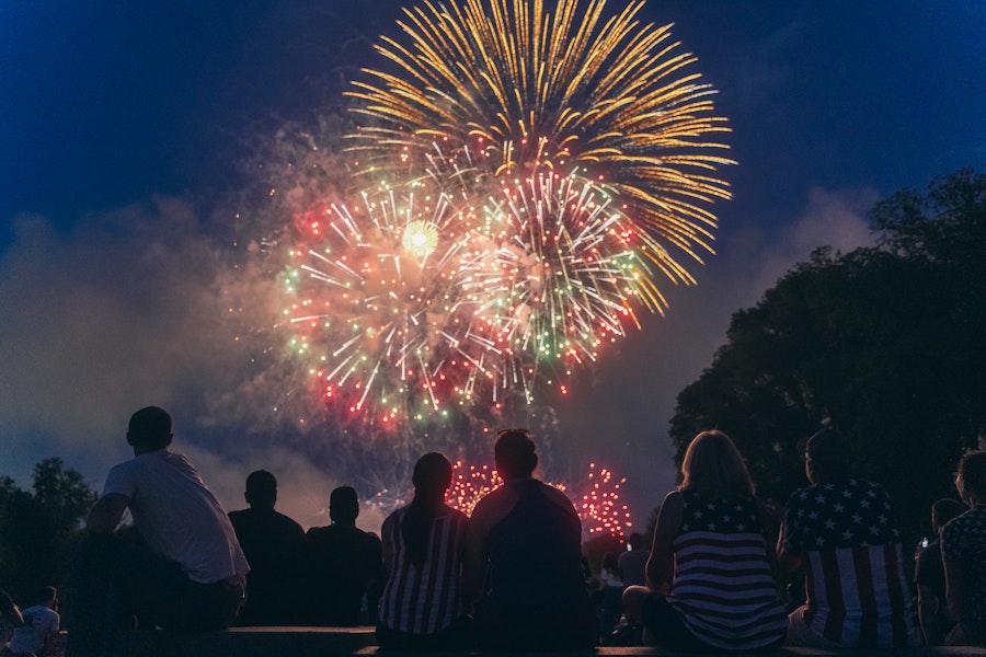 People watching fireworks for July 4th